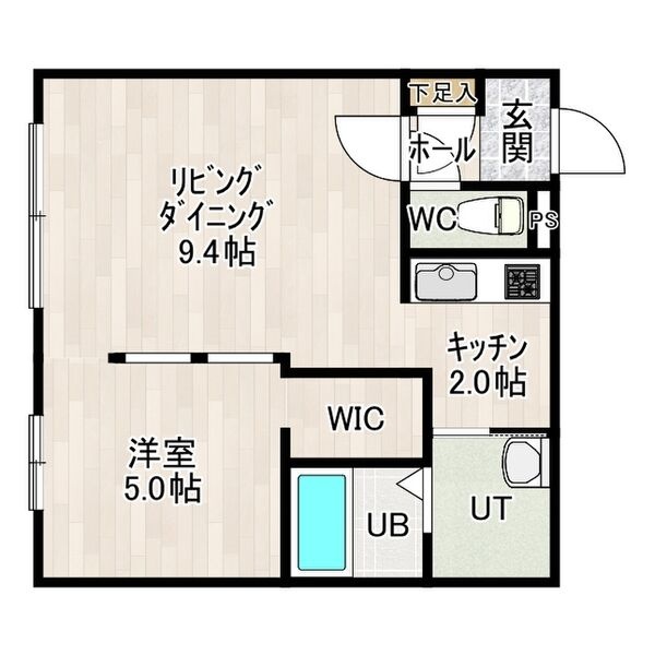 201号室・WICを備えた38.44㎡の1LDK