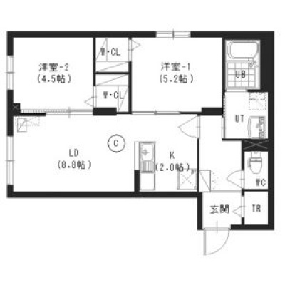 2LDK・原本提供の参考間取り図