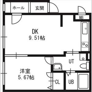 305号室・34.90㎡の1LDK間取り