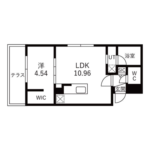 101号室・36.01㎡／LDK10.96帖＋洋室4.54帖