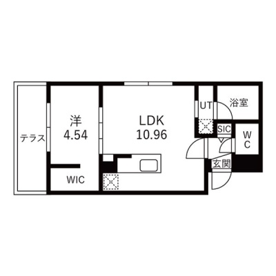 101号室・36.01㎡／LDK10.96帖＋洋室4.54帖