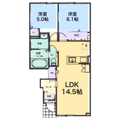 103号室 間取図 2LDK 56.56㎡