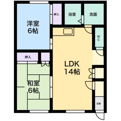 間取図 2LDK 58.32㎡（同タイプ別室）