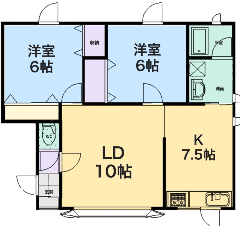 間取図 2LDK 65.5㎡