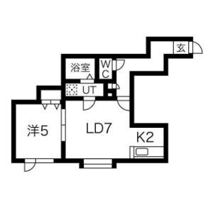当該号室の1LDK間取り図