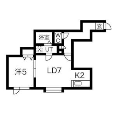当該号室の1LDK間取り図