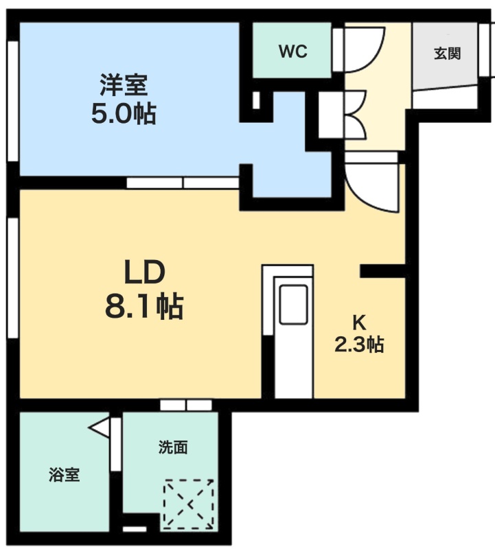 406号室 間取図（1LDK・37.32㎡）