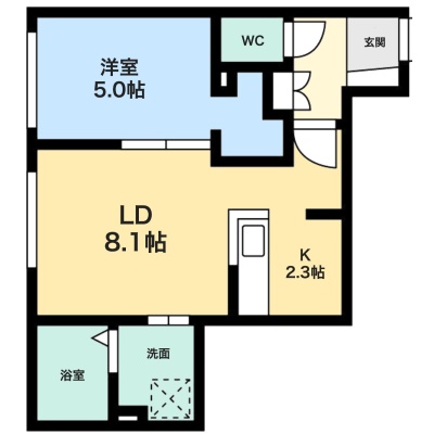 406号室 間取図（1LDK・37.32㎡）