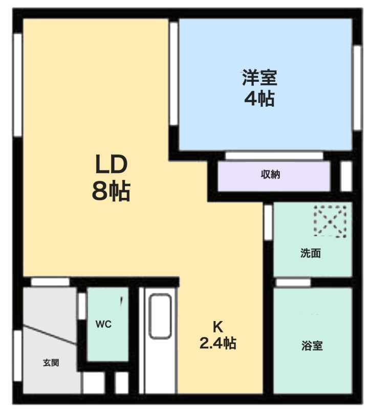 101号室 間取図（1LDK・32.89㎡）