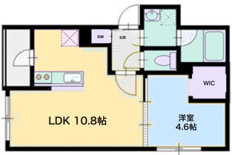 203号室 間取図（1LDK・36.55㎡）