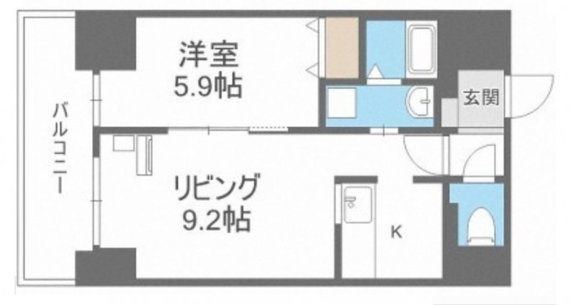 １ＬＤＫタイプ。他に２ＬＤＫ，３ＬＤＫタイプ有り。