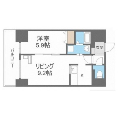 １ＬＤＫタイプ。他に２ＬＤＫ，３ＬＤＫタイプ有り。