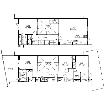 4LDK専用庭付間取図面