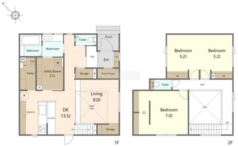 2階洋室は将来2部屋に変更することが可能です。