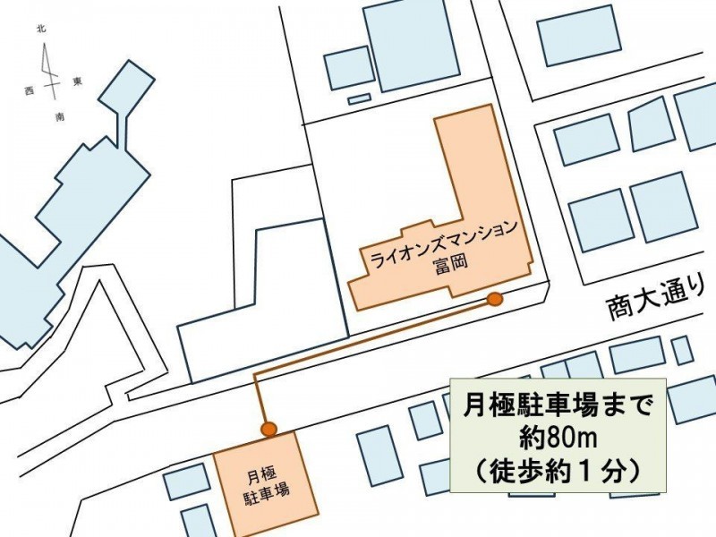 【駐車場経路図】敷地外月極駐車場1台確保済。月額8000円です…