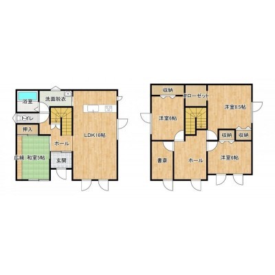 間取りは4LDKの二階建てです。各部屋に収納があるので、部屋を…