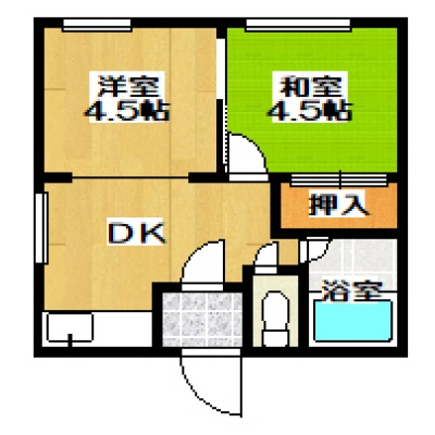 2DK間取図（現況優先）