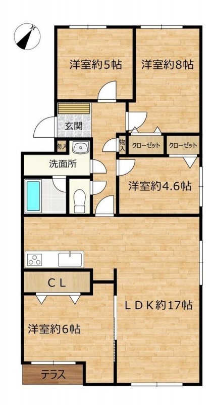 【間取図】4LDKです。和室を洋室に変更しました。