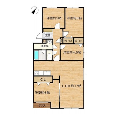 【間取図】4LDKです。和室を洋室に変更しました。