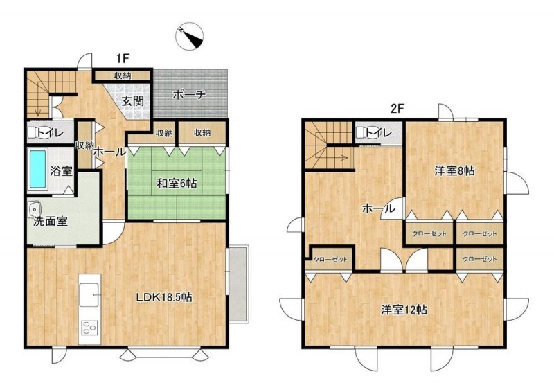 【間取図】全居室6帖以上＋収納付きで使いやすい間取りの３LDK…