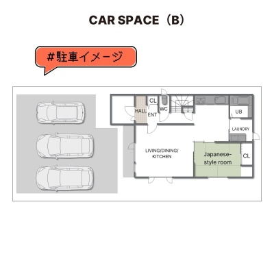 駐車３台可能！玄関フードも完備