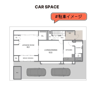 駐車2台可能。散水栓も新規取付済み。