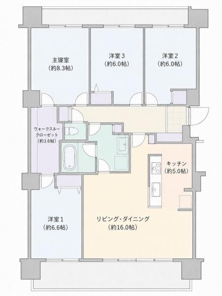 約16帖のリビング・ダイニングの4LDK