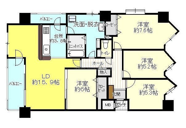 【全室フローリングの3LDK】家具配置もしやすい角部屋！家族で…