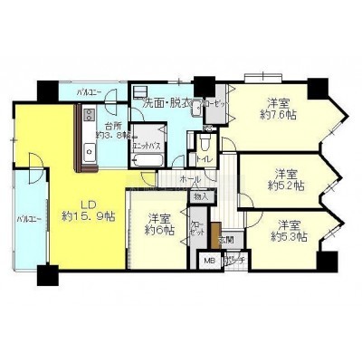 【全室フローリングの3LDK】家具配置もしやすい角部屋！家族で…