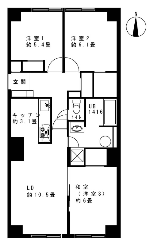 約70.45平米の3LDK　ペット飼育可能（規約有）♪