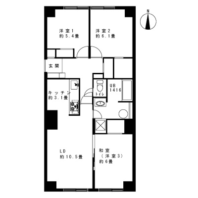 約70.45平米の3LDK　ペット飼育可能（規約有）♪