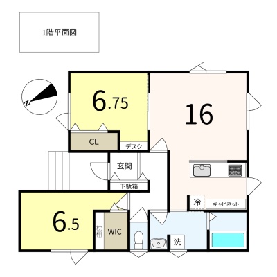 千歳市北陽の都市ガスエコジョーズ全室床暖房の平家戸建です。2SLDKの使い勝手の良い間取です。