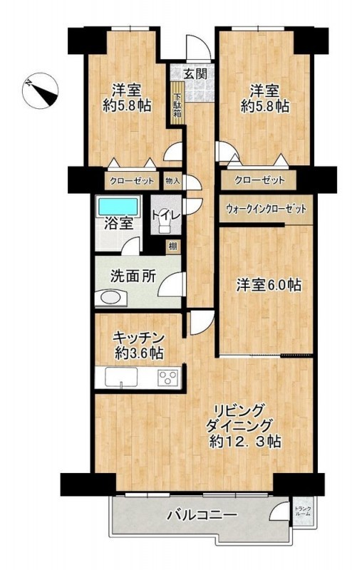 【リフォーム予定＿間取図】3LDKの間取で全居室収納です。和室…
