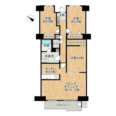 【リフォーム予定＿間取図】3LDKの間取で全居室収納です。和室…