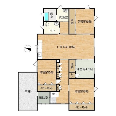 【間取図】４LDKです。平屋建てなので、階段のない生活ができ…