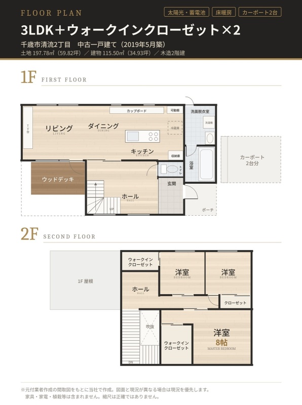 間取図（当社作成）3LDK＋WIC2か所
