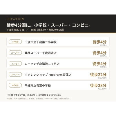 周辺環境（小学校・スーパー・コンビニ徒歩4分）