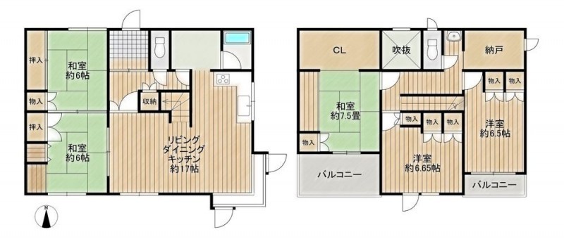 【現況】LDK約17帖の5LDK住宅です。回遊動線になっており、1階…