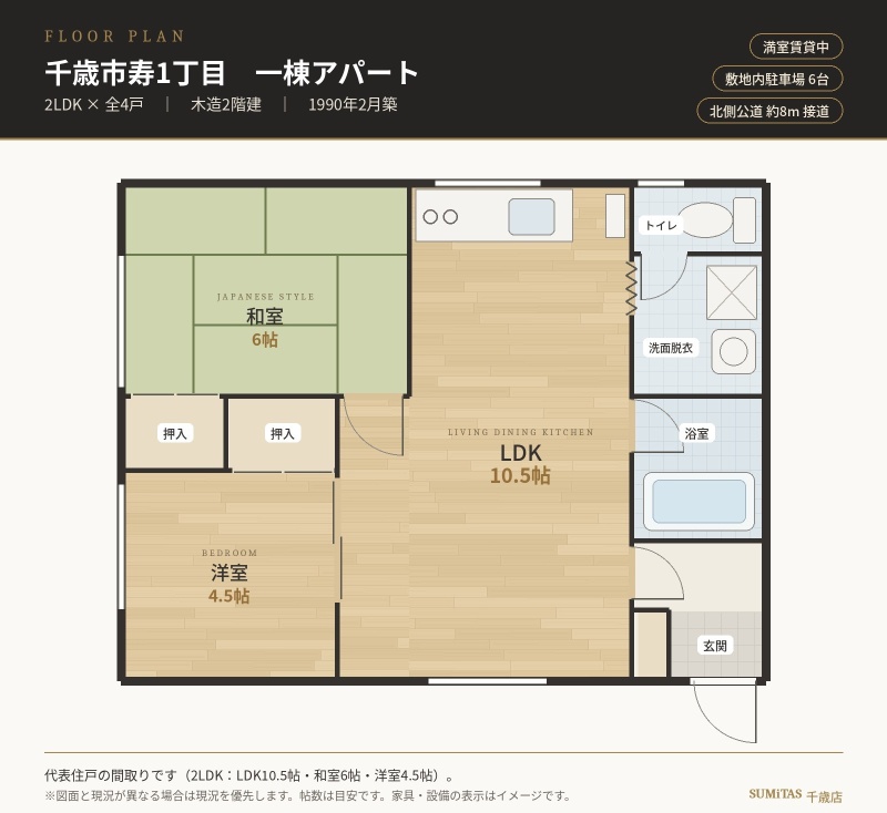 間取図（代表住戸2LDK）※当社作成