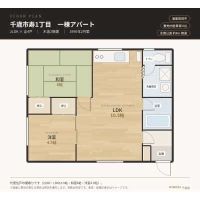 間取図（代表住戸2LDK）※当社作成