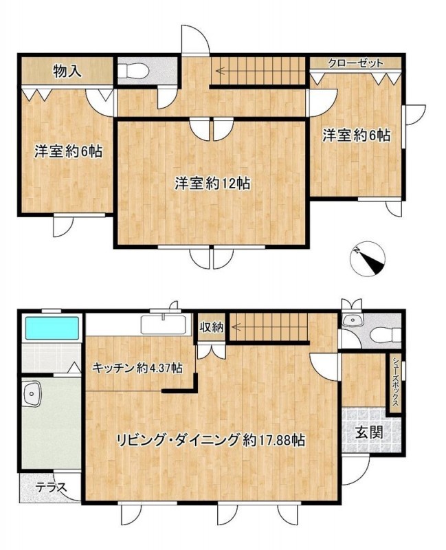 【間取図】間取りは３LDKになります。