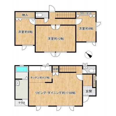 【間取図】間取りは３LDKになります。