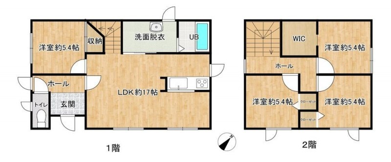 【間取図】間取りは4 LDKの二階建てです。生活動線がよく考え…