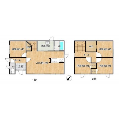 【間取図】間取りは4 LDKの二階建てです。生活動線がよく考え…