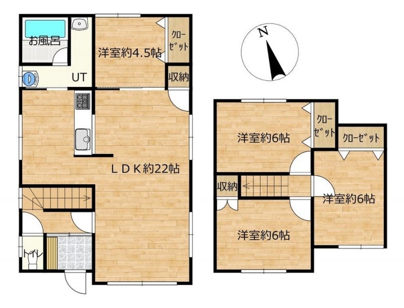 【間取図】間取り変更を行い4LDKへ。LDKは拡張により22帖へ、…