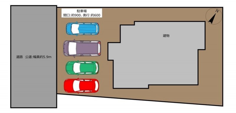 リフォーム後の予定敷地図です。並列4台駐車可能になる予定で…