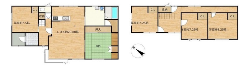 【リフォーム後予定間取り図】5LDKRF後は和室1部屋、洋室4部屋…