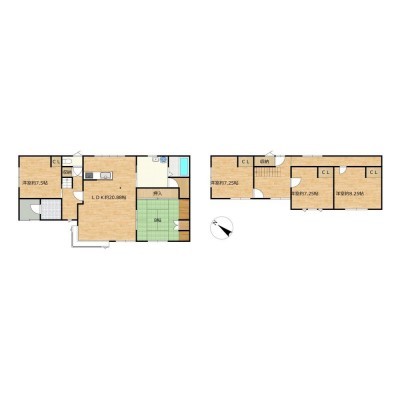 【リフォーム後予定間取り図】5LDKRF後は和室1部屋、洋室4部屋…