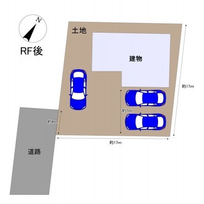 【リフォーム中】区画図 普通車3台駐車可能となります。