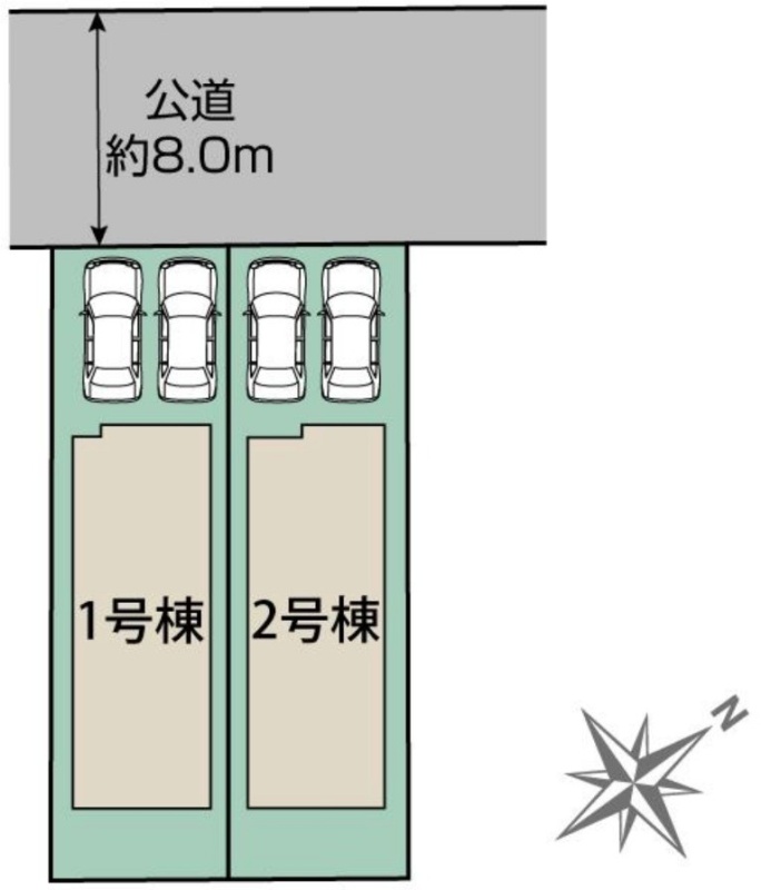全体区画図（1号棟・2号棟）